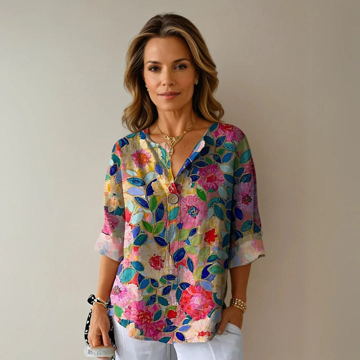 Floral Print Chic Blouse – Lightweight Elegant Top for Everyday & Smart Casual Styling
