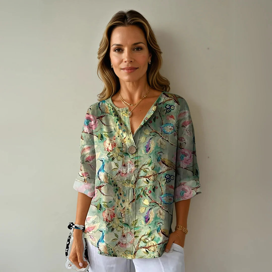 Floral Print Chic Blouse – Lightweight Elegant Top for Everyday & Smart Casual Styling