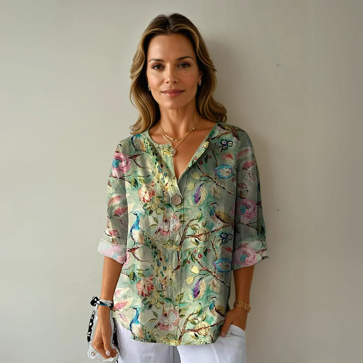 Floral Print Chic Blouse – Lightweight Elegant Top for Everyday & Smart Casual Styling