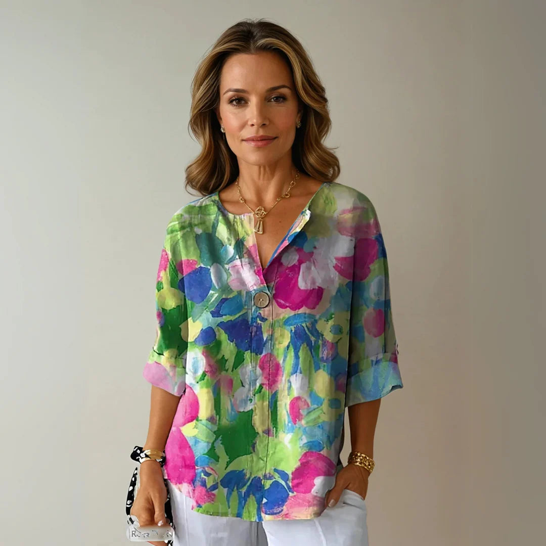 Floral Print Chic Blouse – Lightweight Elegant Top for Everyday & Smart Casual Styling