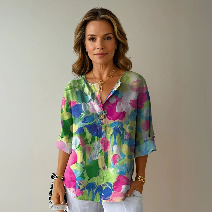 Floral Print Chic Blouse – Lightweight Elegant Top for Everyday & Smart Casual Styling