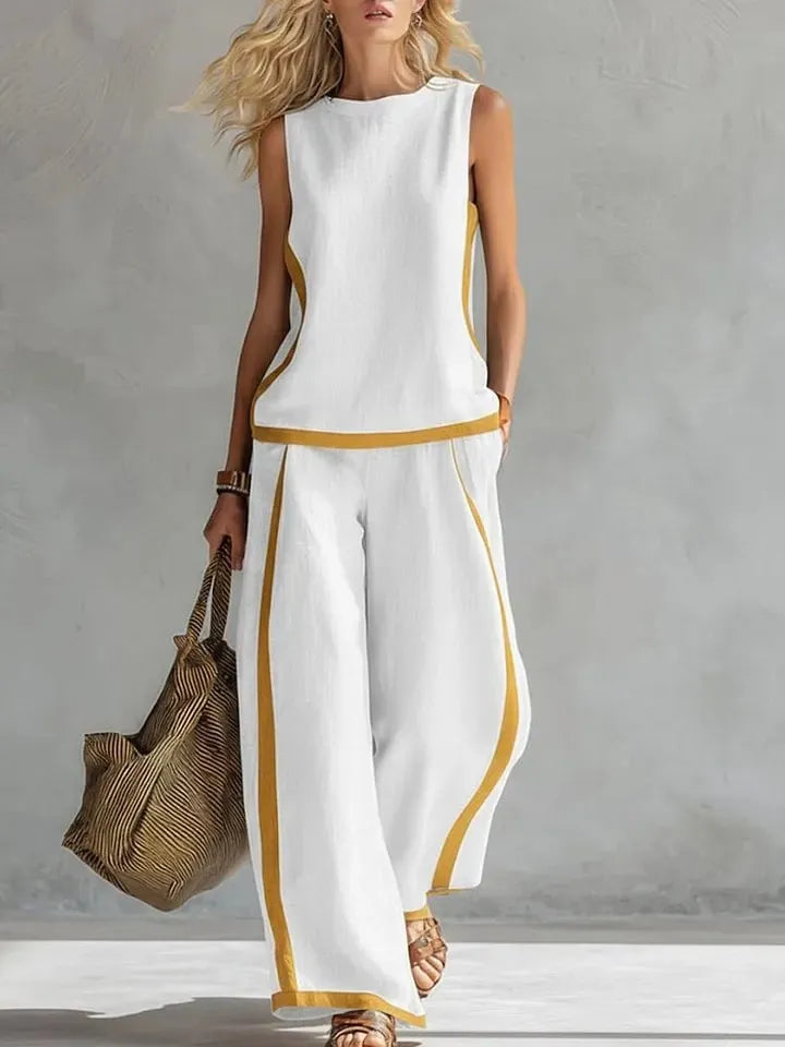 Women’s Two Piece Wide Leg Pants Set Sleeveless