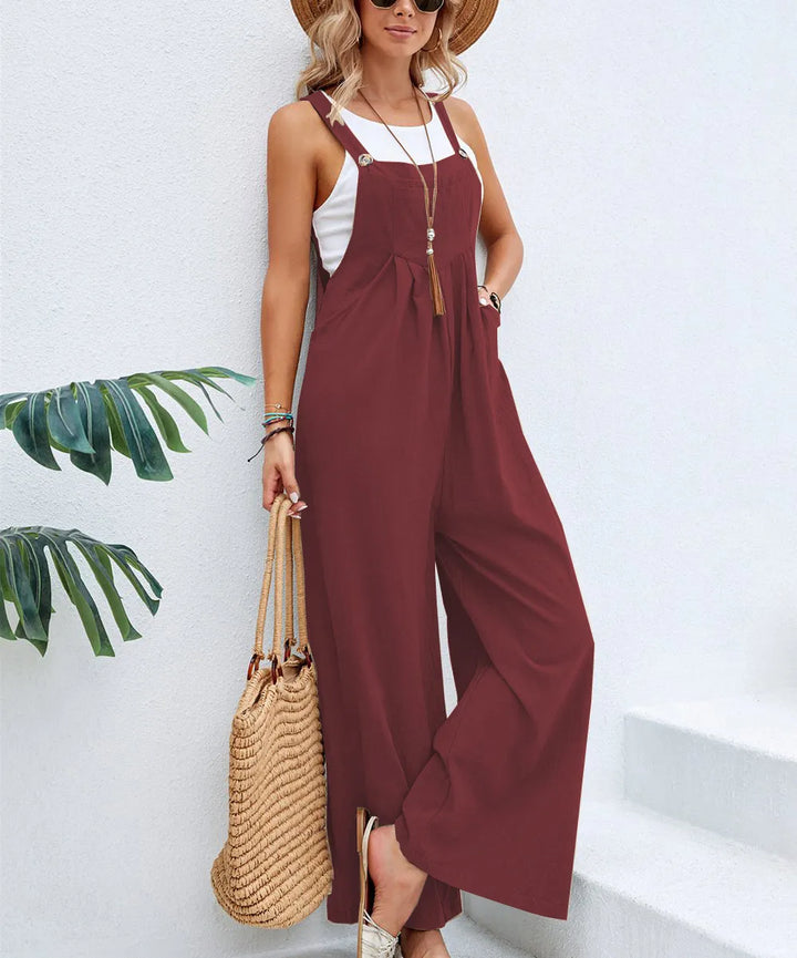 Women’s Suspender Overalls Casual Loose Fit Solid Color