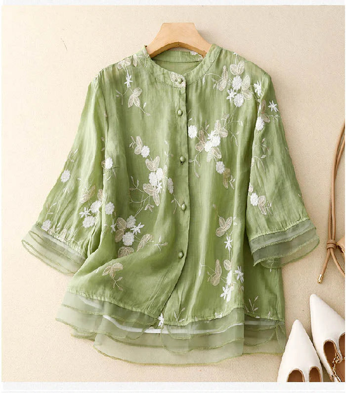 Embroidered Chic Blouse – Lightweight Elegant Top with Refined Detailing for Everyday Styling