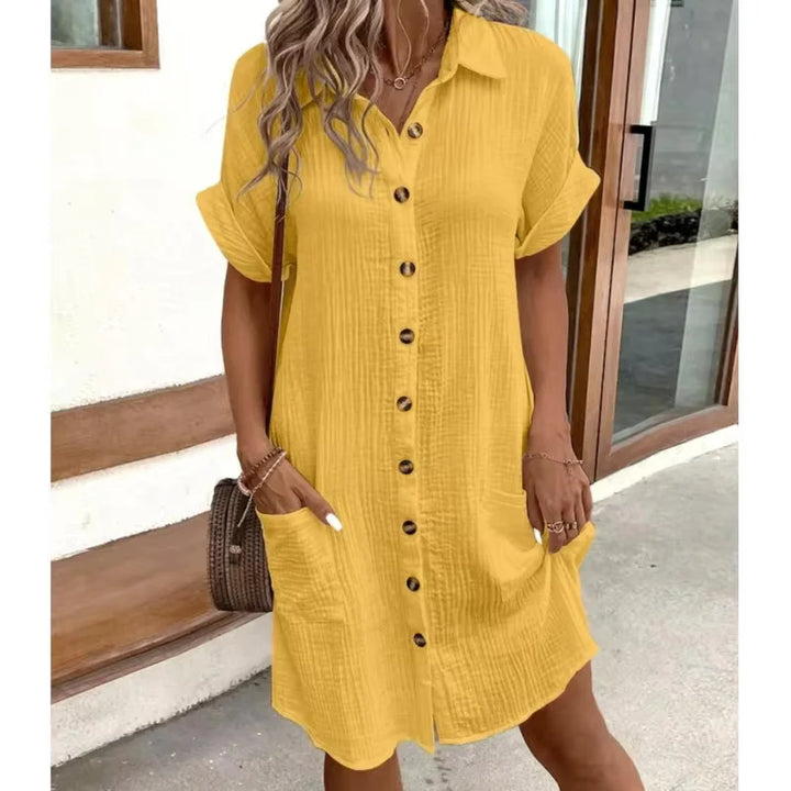 Short Sleeve Midi Dress – Lightweight Casual Dress for Everyday Elegant Styling
